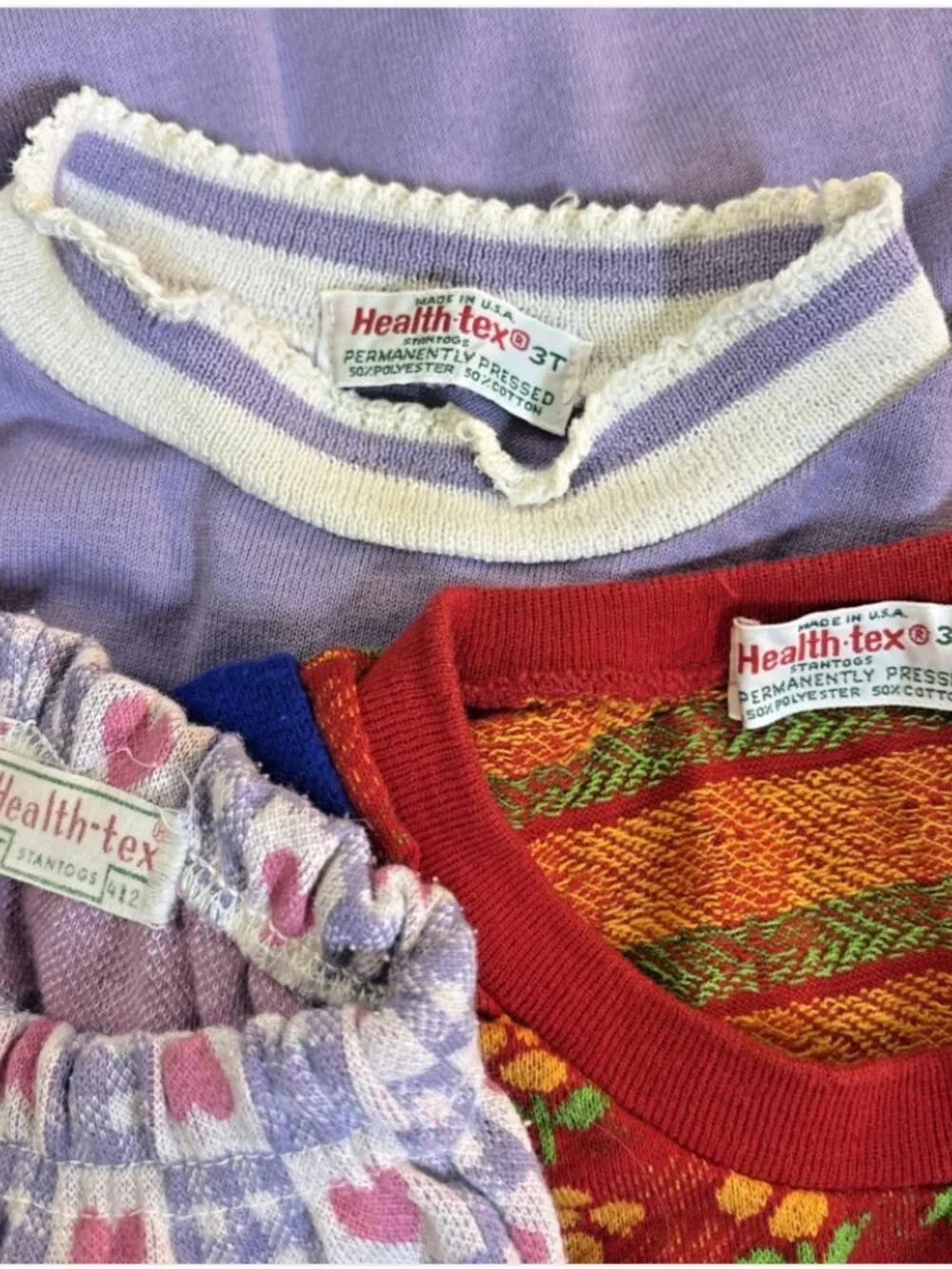 Vtg Health-Tex Girls Clothes 3T 3 Outfits 70s Skirt Bell Bottoms Hearts Flowers